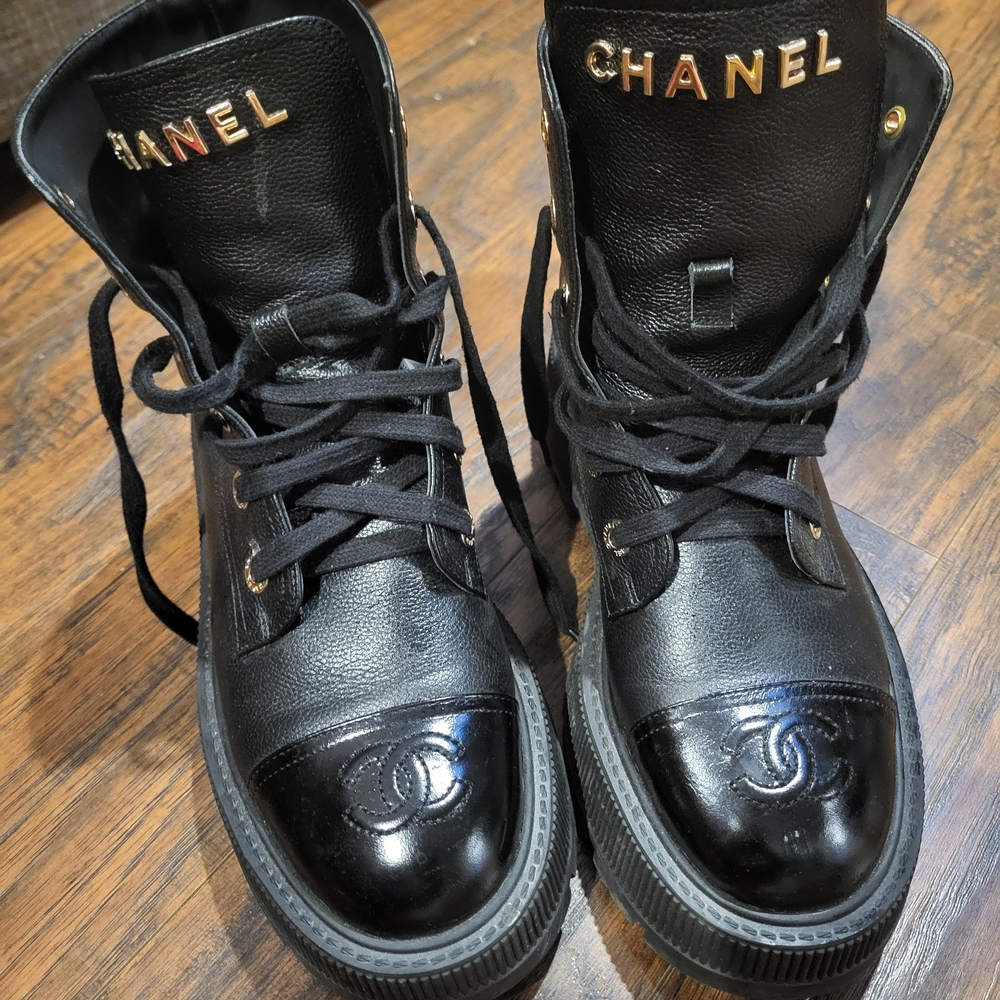Chanel Black Leather Boots